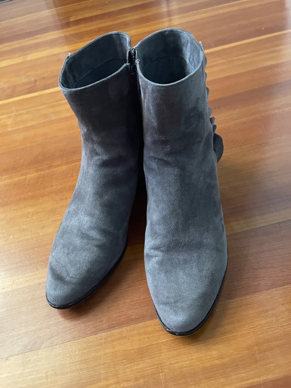 Joie Gray Suede Ankle Booties with Side Zip